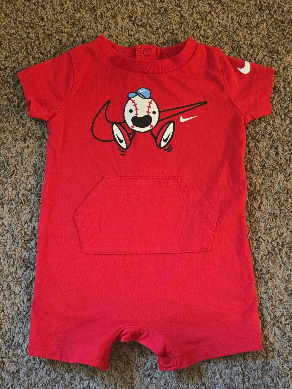 Nike Red Baseball Graphic Short Sleeve Romper